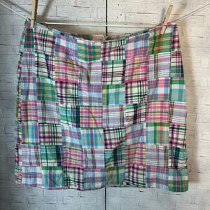 Talbots women’s skirt Madras plaid preppy feminine a-line side zip coastal lined